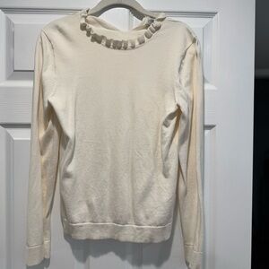 J. Crew Factory Cream Ruffle Neck Long Sleeve Top